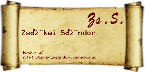 Zsákai Sándor névjegykártya